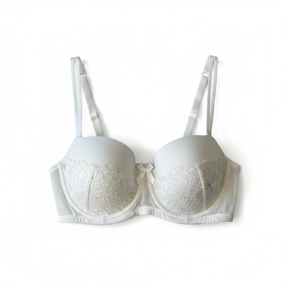 Hunkemoller New Padded Balconette Bra White Size 32DDD Romantic Boudoir Coquette